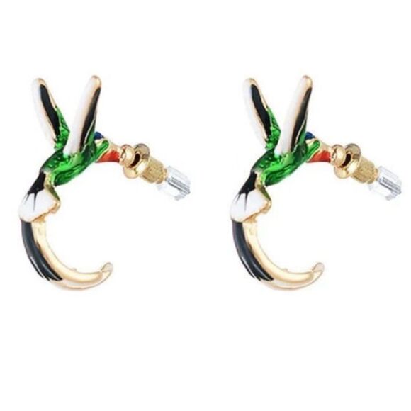 Hummingbird stud earrings A410 - Picture 1 of 5